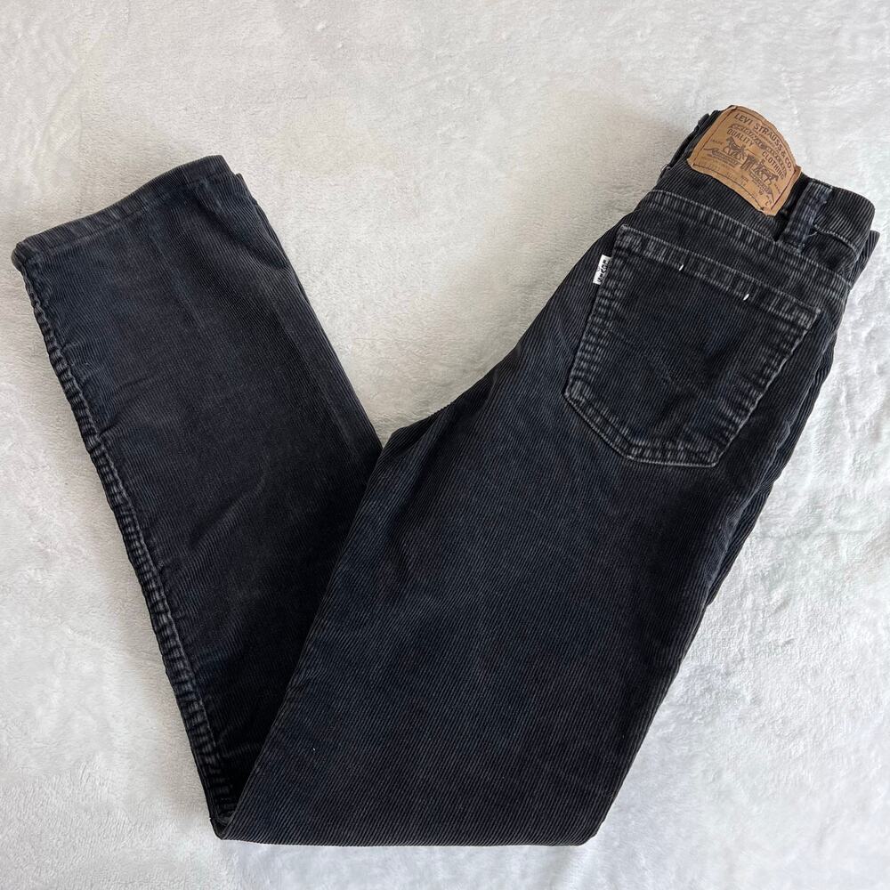 Levi’s Vintage Black Corduroy Pants Boys size 14 Slim 23X26 USA Made 1989